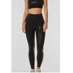 Noli Yoga Black Houndstooth Liquid High Waisted Full-Length Leggings NWOT